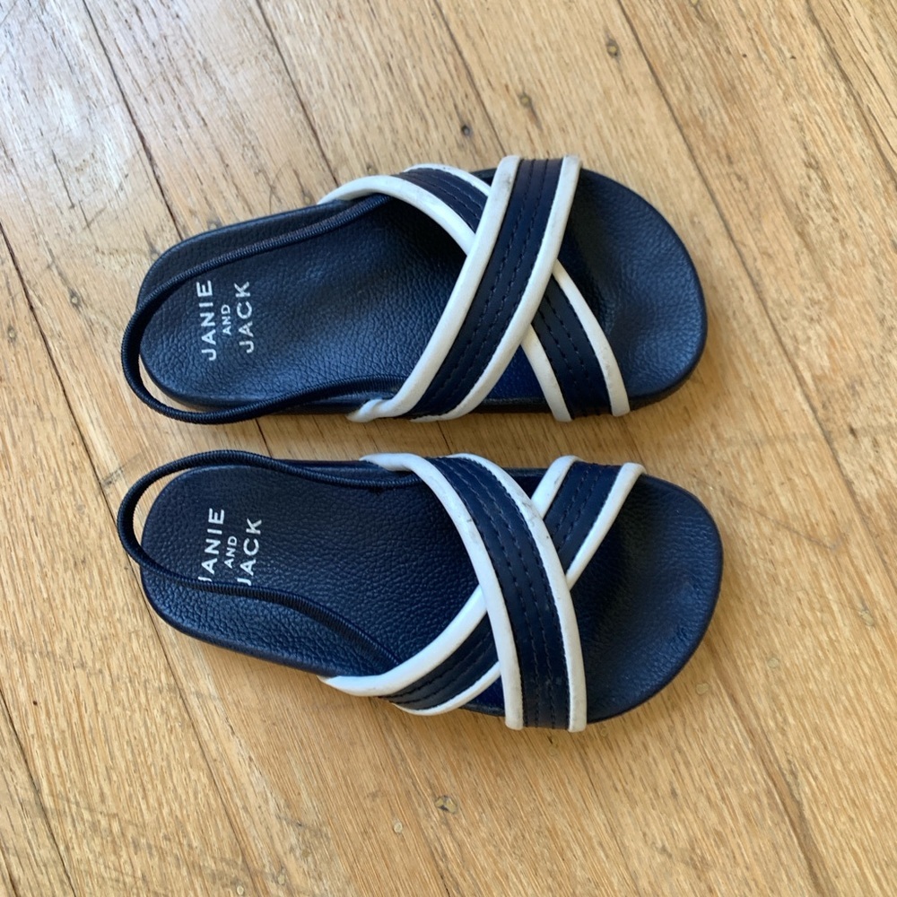 Janie and Jack Navy and White Cross-Strap Toddlers' Sandals